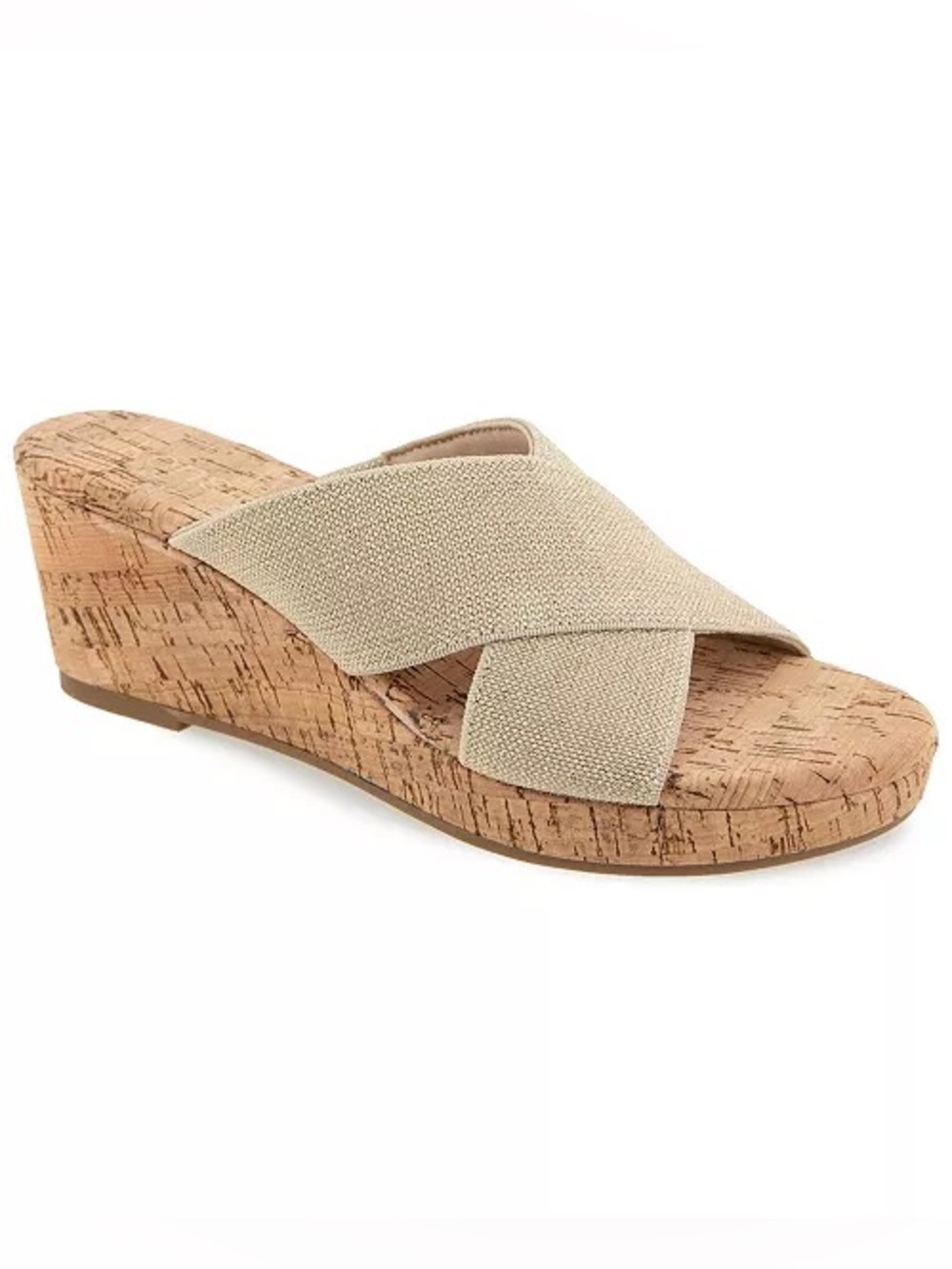 Faded Glory Women's Beige Cork Wedge Slide Sandal